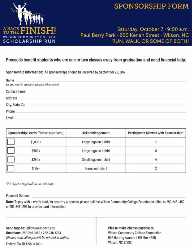 sponsorship form Historic Downtown Wilson